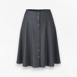 Banana Republic Dark Olive Green Wool Blend Button Down Flare Midi Skirt Size 2P